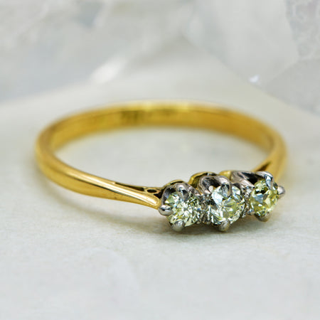 The Vintage 18ct Old Mine Cut Champagne Diamond Ring - Antique Jewellers