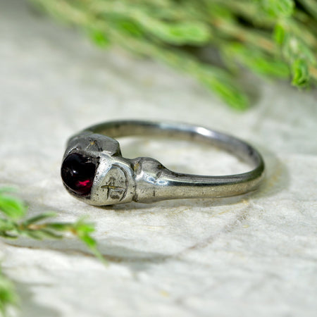 The Medieval Silver Quatrefoil Garnet Ring - Antique Jewellers