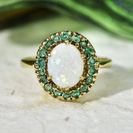 The Vintage 1973 Opal and Emerald Ring - Antique Jewellers
