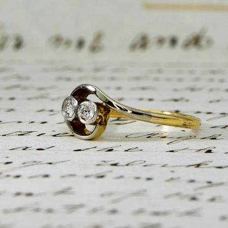 The Antique Old Cut Bezel Set Toi Et Moi Ring - Antique Jewellers