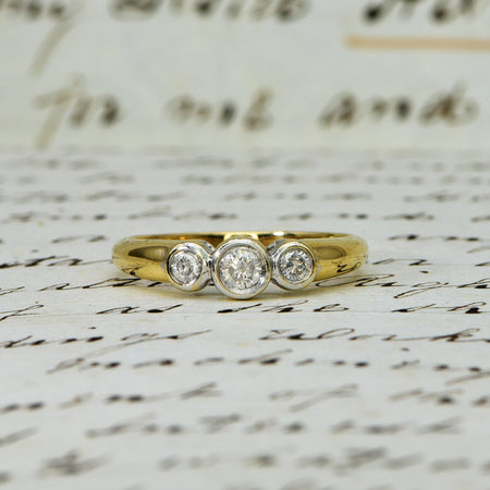 The Vintage Rubover Set Trio Diamond Ring - Antique Jewellers
