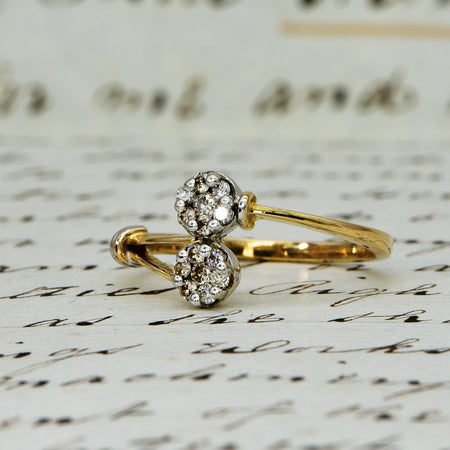 The Vintage Paired Flowers Fourteen Diamond Ring - Antique Jewellers