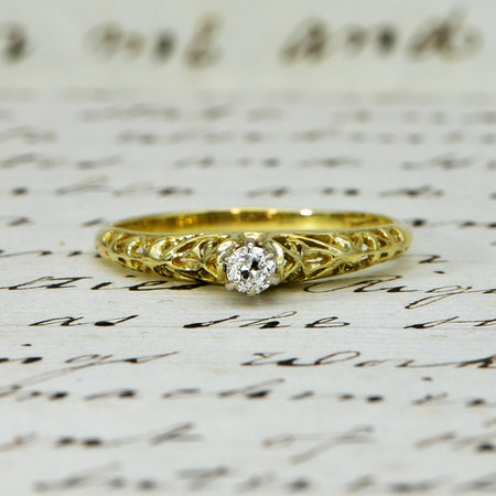 The Vintage Ornate High Rise Solitaire Diamond Ring - Antique Jewellers