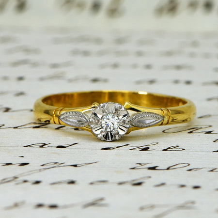The Vintage 1968 Leaf Shouldered Solitaire Diamond Ring - Antique Jewellers