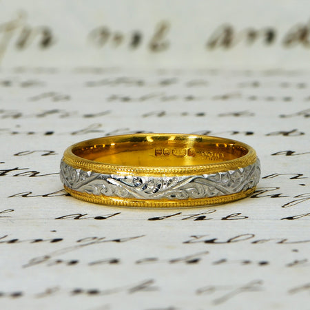 The Vintage 22ct Decorated Wedding Ring - Antique Jewellers
