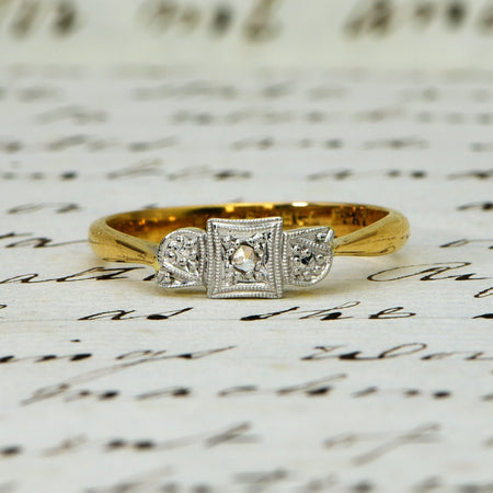 The Antique Art Deco Three Panel Diamond Ring - Antique Jewellers
