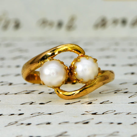 The Vintage Paired Pearl Claw Set Ring - Antique Jewellers