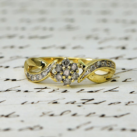 The Contemporary Salt and Pepper Diamond Cluster Ring - Antique Jewellers
