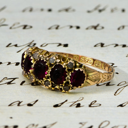The Antique Victorian 1890 Garnet and Stone Ring - Antique Jewellers