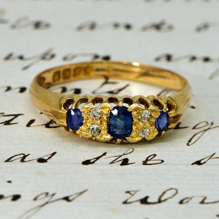 The Antique Edwardian 1908 Sapphire and Diamond Ring - Antique Jewellers