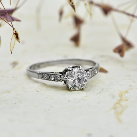 The Vintage Brilliant Cut Bold & Bright Diamond Platinum Ring - Antique Jewellers