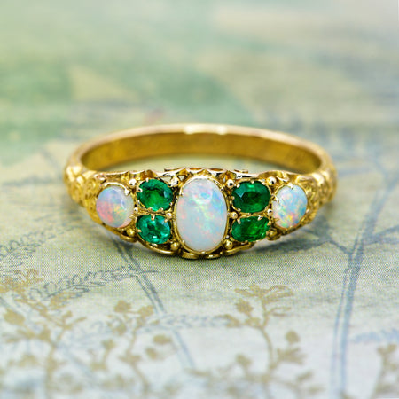 The Antique Mesmerising Opal and Emerald Ring - Antique Jewellers