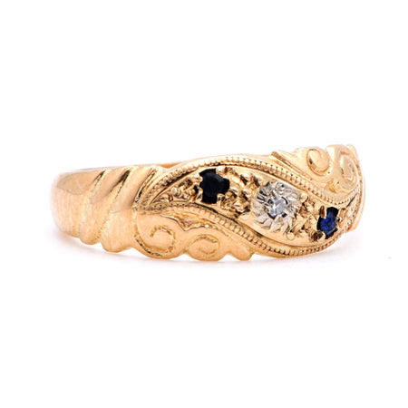 The Vintage Ornate 9 Carat Gold Band - Antique Jewellers
