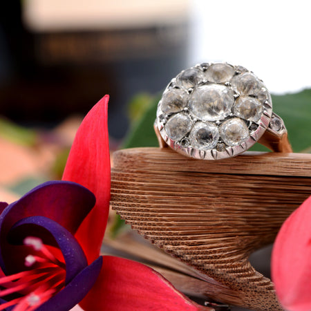 Non-Traditional Paste Cluster Engagement Ring, circa 19th Century, N½ - Antique Jewellers