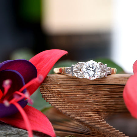 The Vintage Lively Seven Stone Floral Engagement Ring - Antique Jewellers