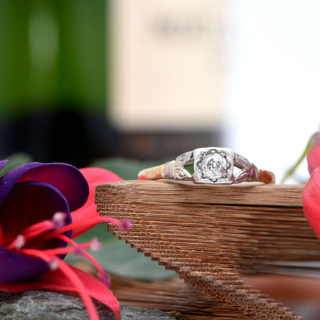 The Vintage Art Deco Button Diamond Ring - Antique Jewellers
