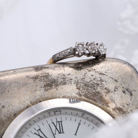 The Vintage Bright Shouldered Trinity Diamond Ring - Antique Jewellers