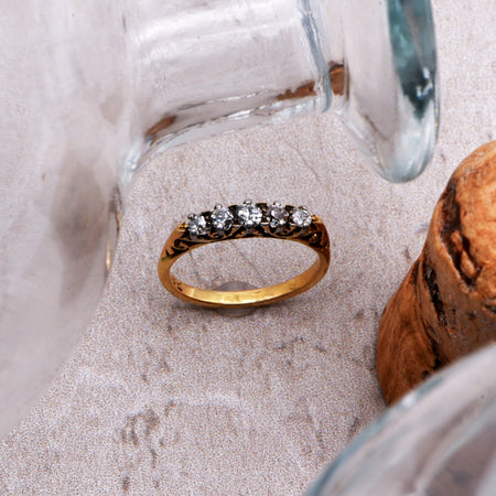 The Edwardian Open Scrolled Top Five Diamond Engagement Ring - Antique Jewellers