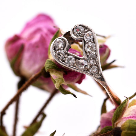 The Victorian Rose V Heart Diamond Cluster Ring - Antique Jewellers