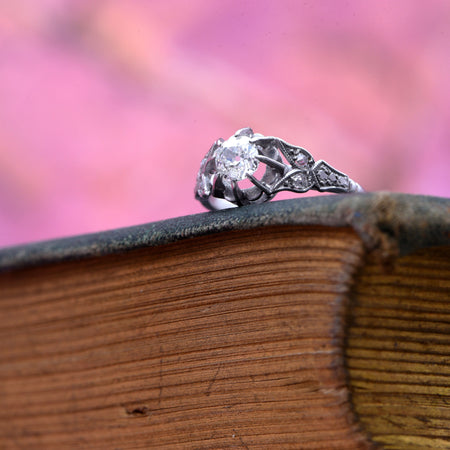 The Victorian White Tulip Cushion Cut Diamond Ring - Antique Jewellers