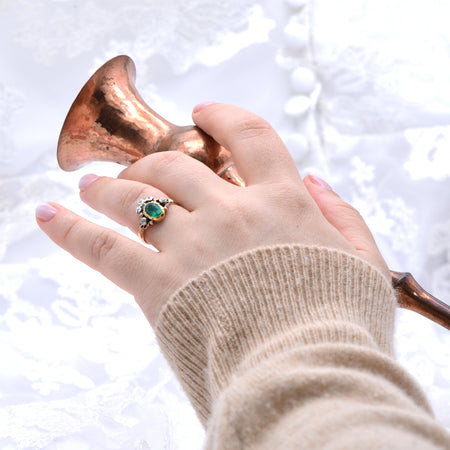 The Georgian Diamond Crowned Emerald Engagement Ring - Antique Jewellers