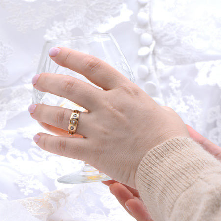 The Early 19th Century Engraved Diamond & Pearl Ring - Antique Jewellers