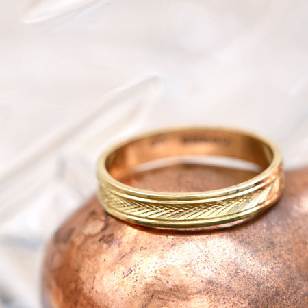 The Vintage Chevron 9 Carat Gold Wedding Band - Antique Jewellers