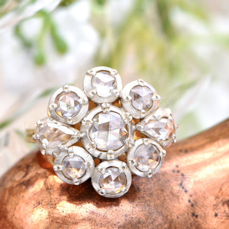 The Fully Handmade Victorian Flore Magna Antique Rose Cut Diamond Ring - Antique Jewellers
