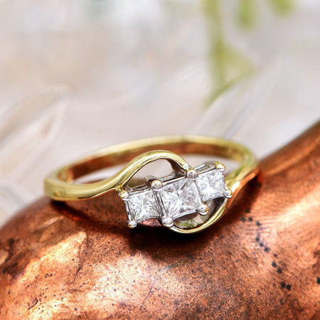 The Art Deco Style Diamond Trilogy Swirl Engagement Ring - Antique Jewellers