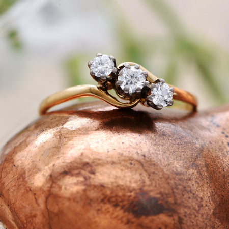 The Vintage Bright Brilliant Cut Trio Twist Diamond Ring - Antique Jewellers