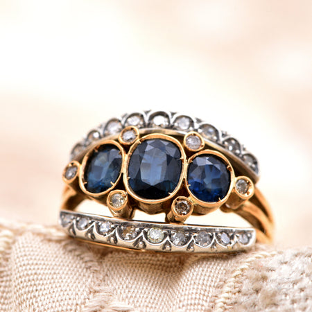 The Italian Vintage Art Deco Sapphire and Diamond Ring - Antique Jewellers