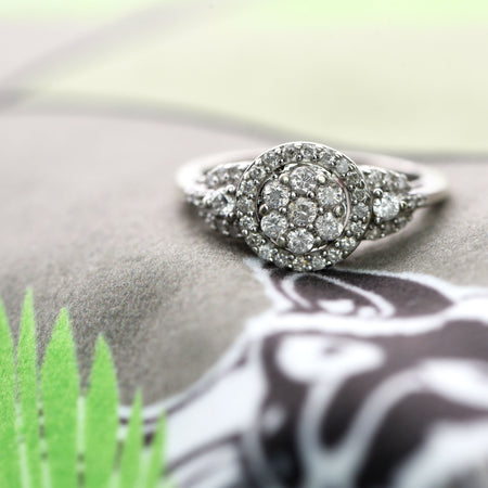 The Half Carat Contemporary Diamond Cluster White Gold Ring - Antique Jewellers