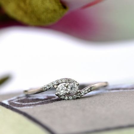 The Dazzling Twist Coupled Diamond White Gold Ring - Antique Jewellers