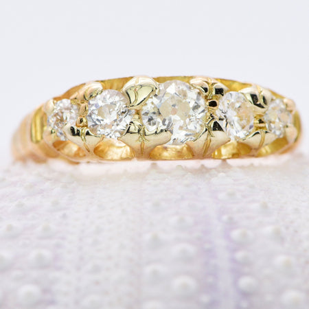 The Antique Victorian 1899 Five Diamond Ring - Antique Jewellers