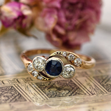 The Antique Late Victorian Sapphire And Old Cut Diamond Ring - Antique Jewellers