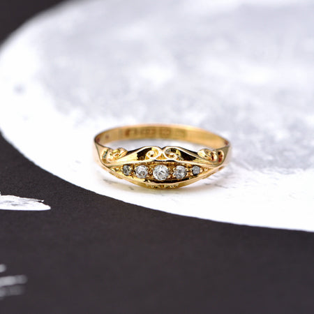 The Antique Edwardian 1909 Old Cut Ornate Diamond Gold Ring - Antique Jewellers