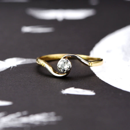 The Vintage Old Cut Bezel Twirl Solitaire Diamond Ring - Antique Jewellers