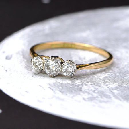 The Antique Edwardian Era Three Diamond Ring - Antique Jewellers