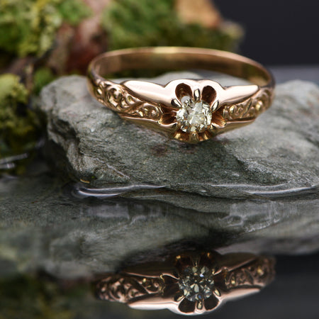 The Antique Late Victorian Rosy Old Cut Diamond Ring - Antique Jewellers