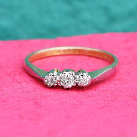 The Vintage Bright & Light Trio Diamond Ring - Antique Jewellers