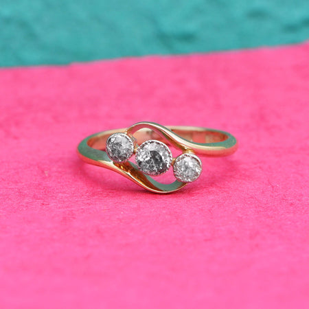 The Antique Bezel Set Trio Suspended Diamond Ring - Antique Jewellers