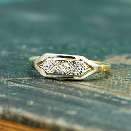 The Art Deco Diamond and Hexagon Solitaire Ring - Antique Jewellers