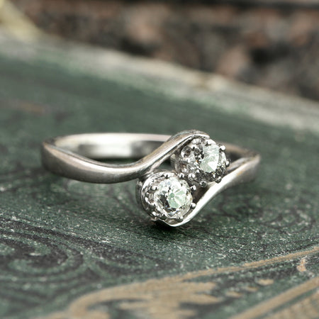 The Toi Et Moi Dual Old European Cut Vintage Diamond Ring - Antique Jewellers