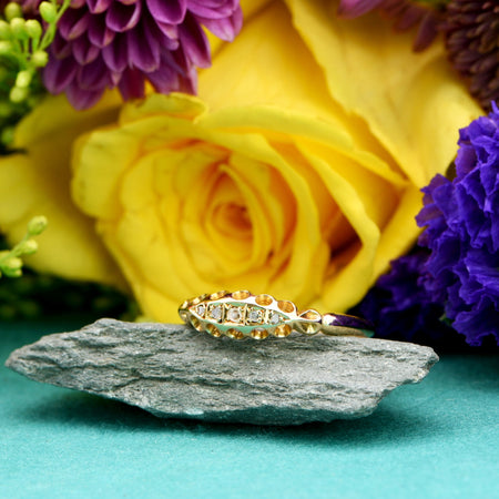 The Antique Edwardian 1904 Five Diamond Gold Ring - Antique Jewellers