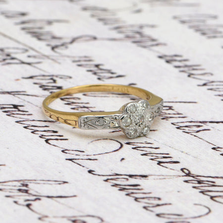 The Antique Nine Diamond Daisy Ring - Antique Jewellers