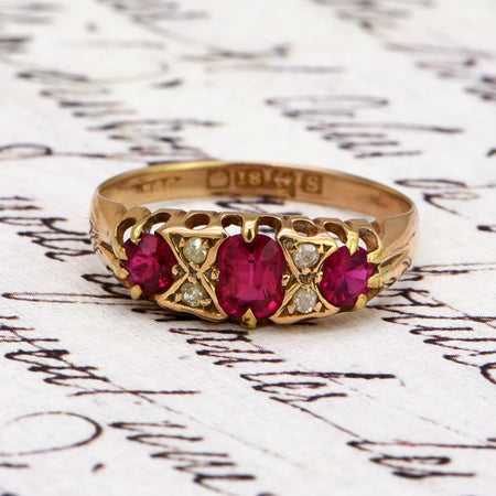 The Antique 1917 Ruby and Diamond Gold Ring - Antique Jewellers