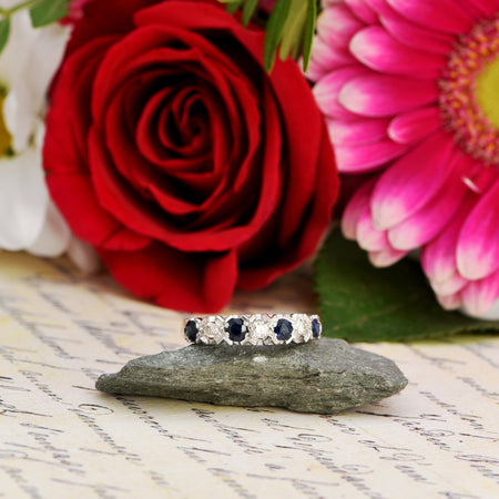 The Vintage 1979 Sapphire and Diamond Half Hoop Ring - Antique Jewellers