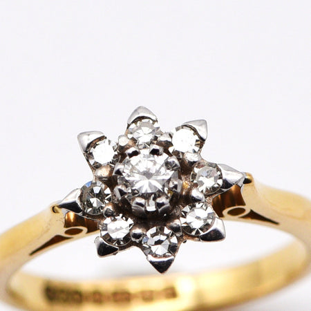 The Vintage 18 Carat Gold 1967 Floral Diamond Engagement Ring - Antique Jewellers