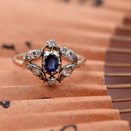The George IV Diamond Surrounded Sapphire Ring - Antique Jewellers