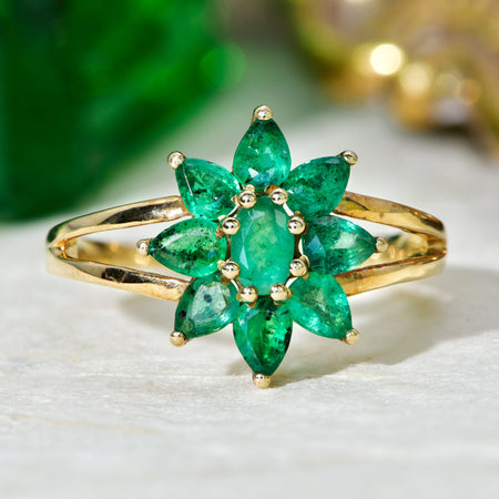 The Contemporary Emerald Leafy Green Ring - Antique Jewellers